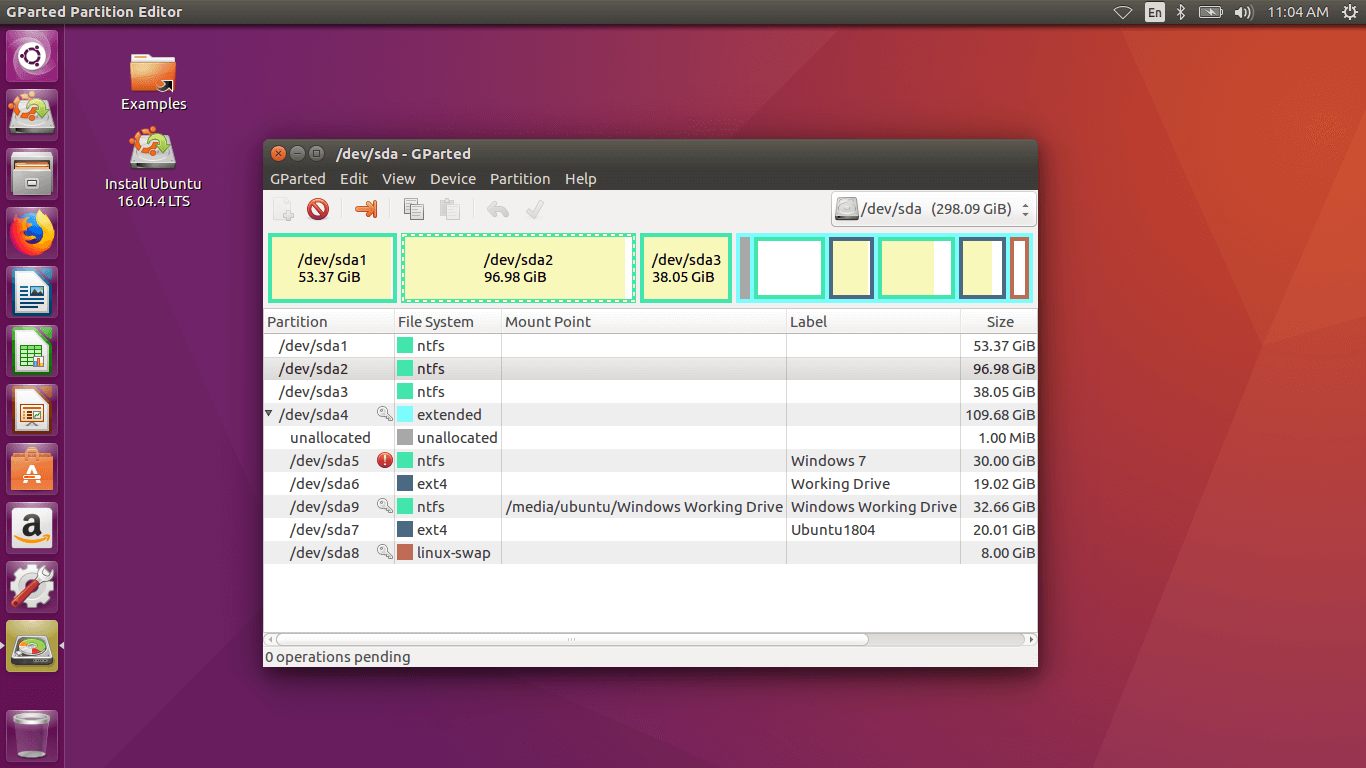 GParted Partitions