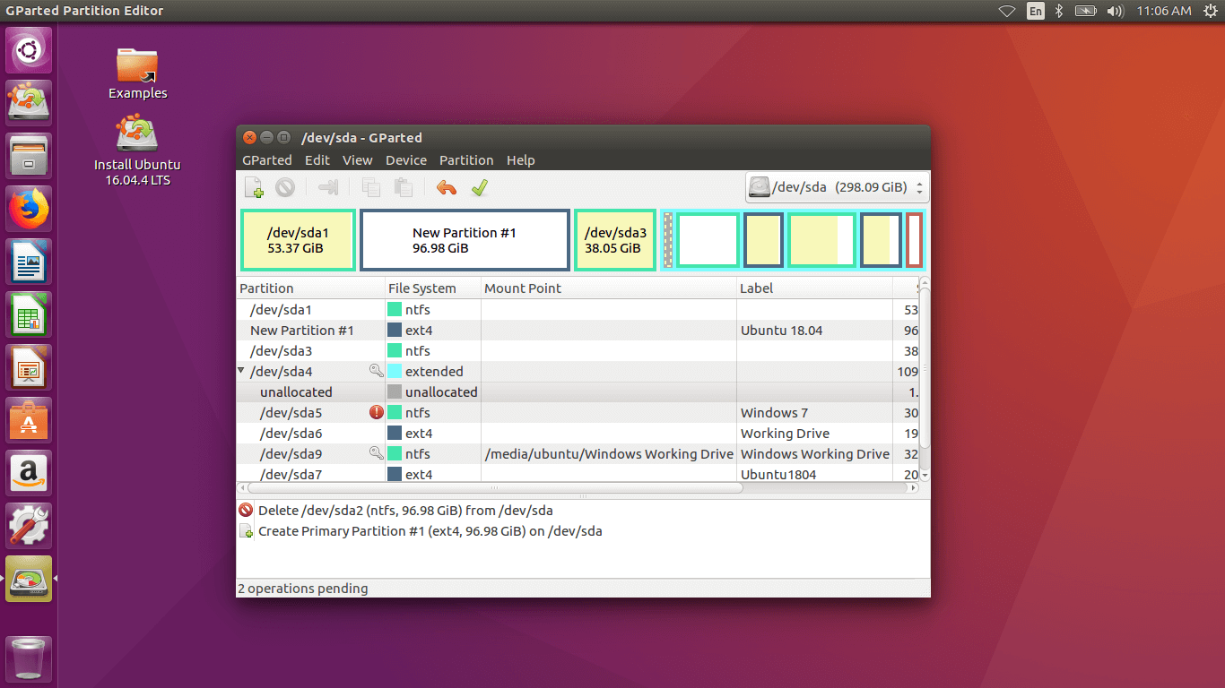 GParted new partition