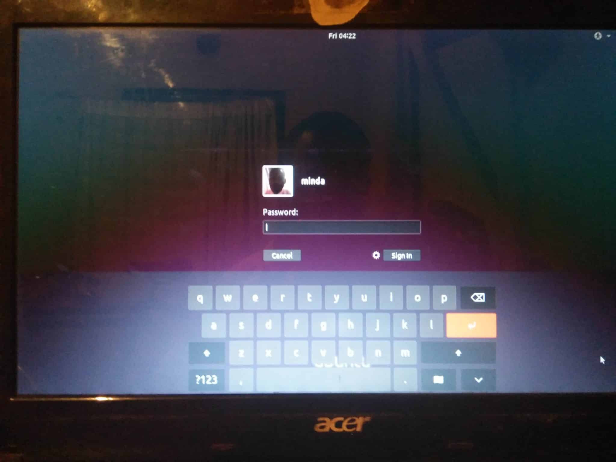 Ubuntu Login screen