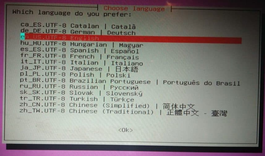 Clonezilla choose language