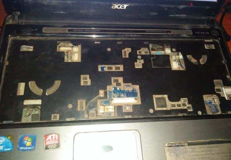 Dusty Laptop Motherboard Chassis