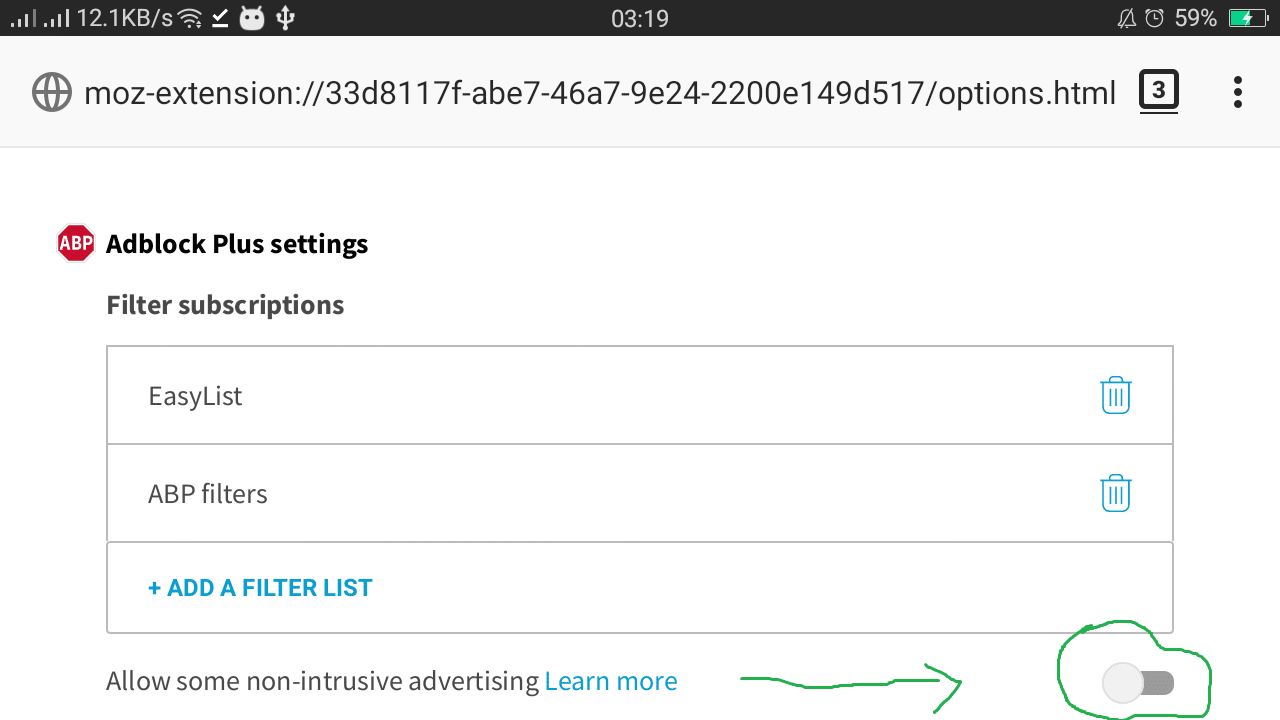 Firefox block non-intrusive ads