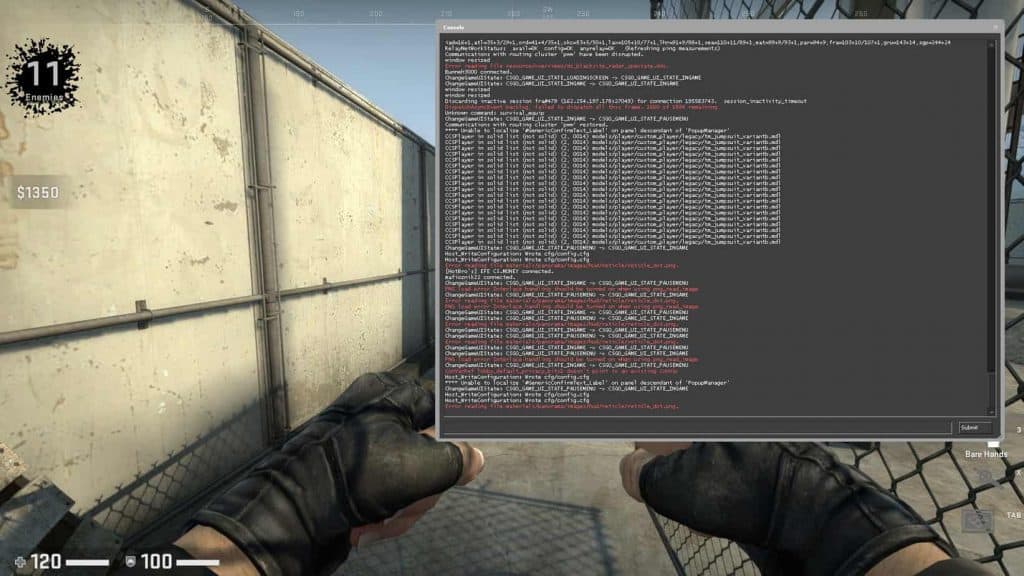 CSGO Developer Console open