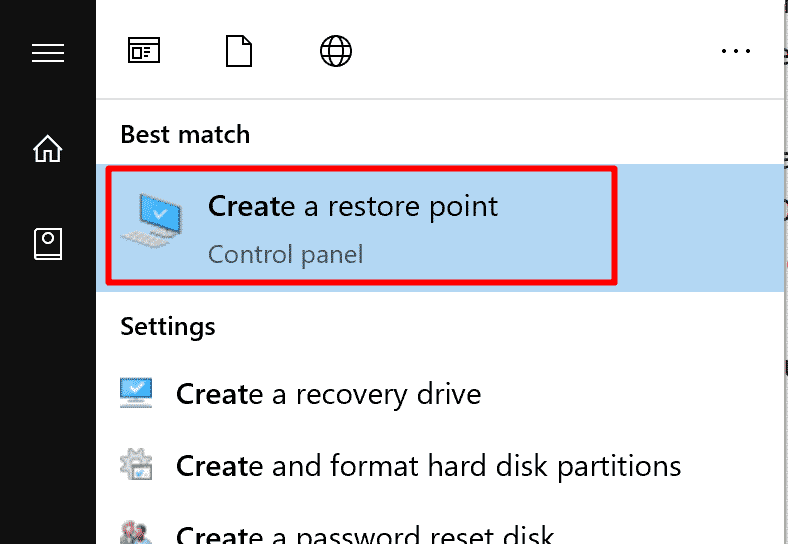create a restore point