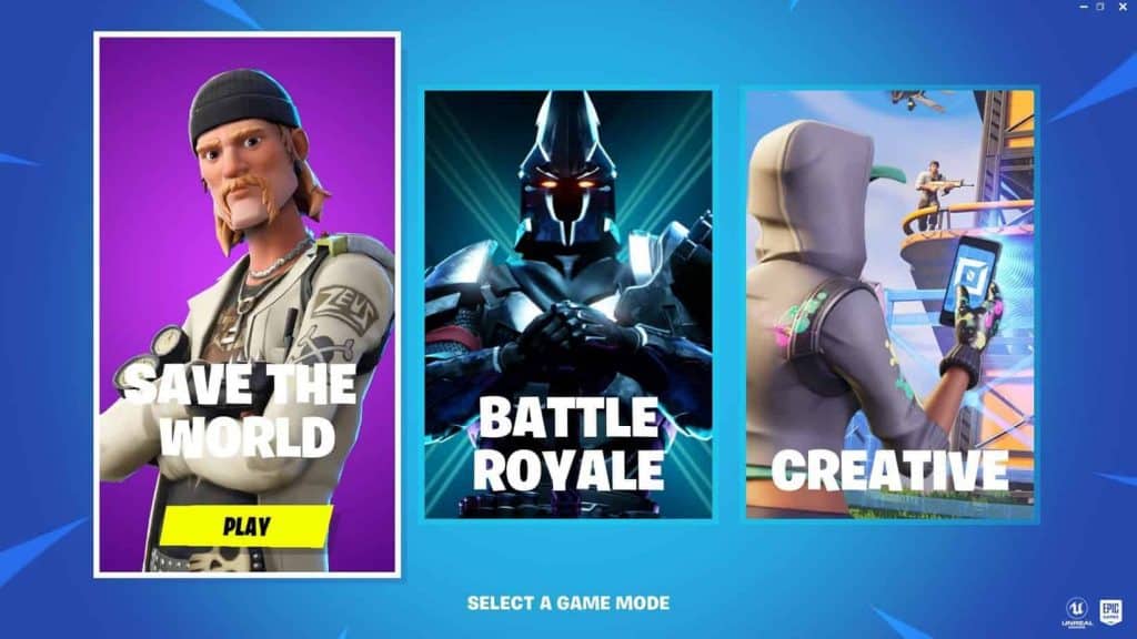 Fortnite Season X Select Game Mode Screen