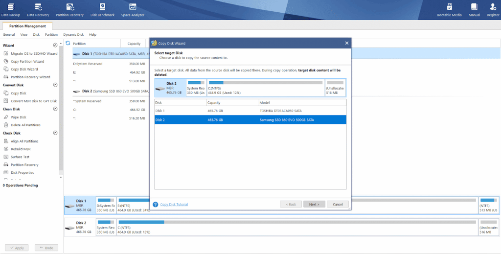 Target drive to install Windows 10 on  SSD