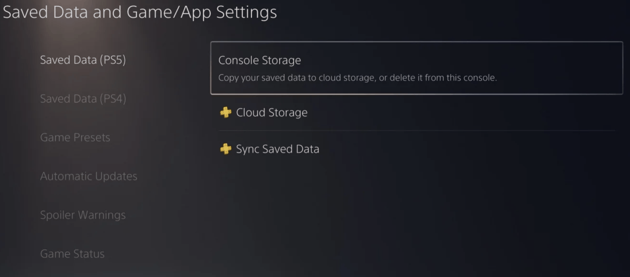 PS5 Game Saves can only be backed up via PS+ USB option not available