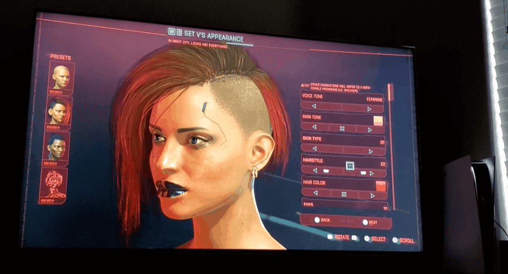 Cyberpunk 2077 Character Customization Screen