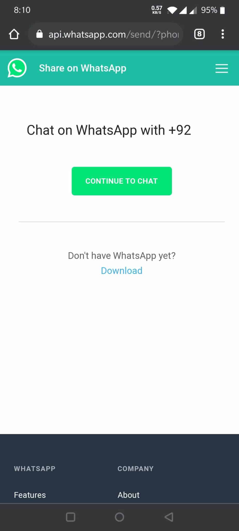 free number for whatsapp