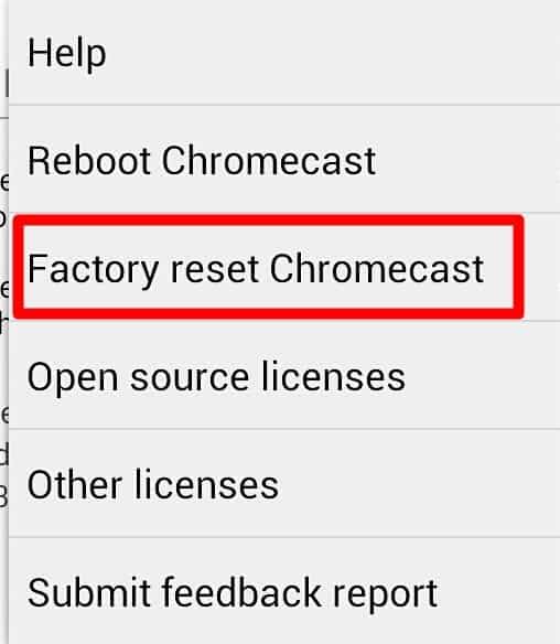 factory resetting Chromecast when it's flashing red