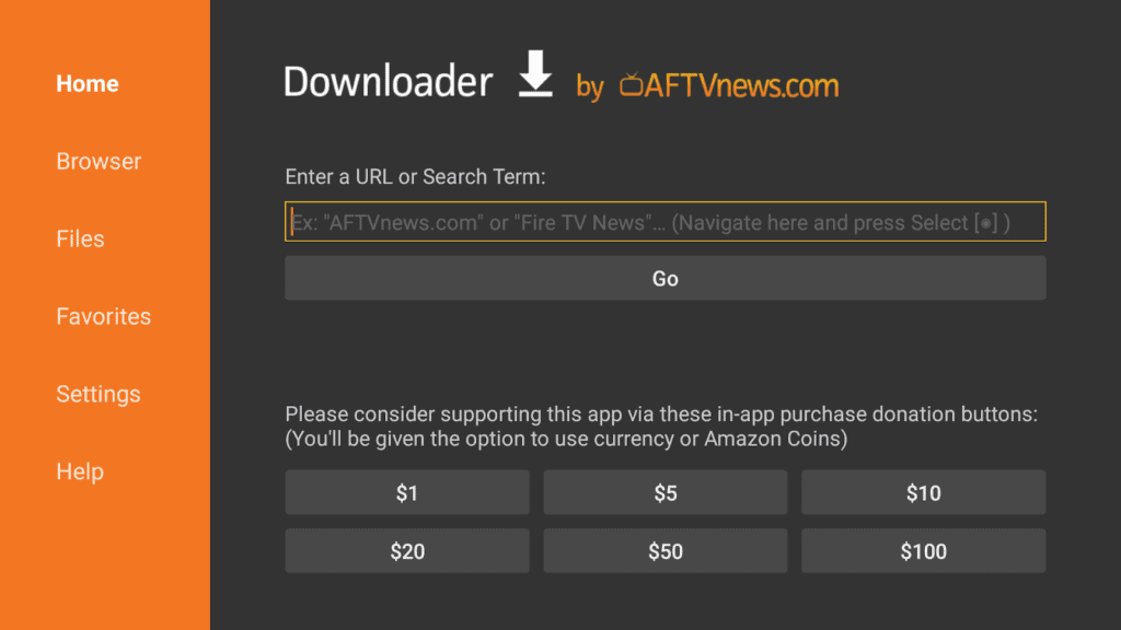 Downloader Enter URL Firestick