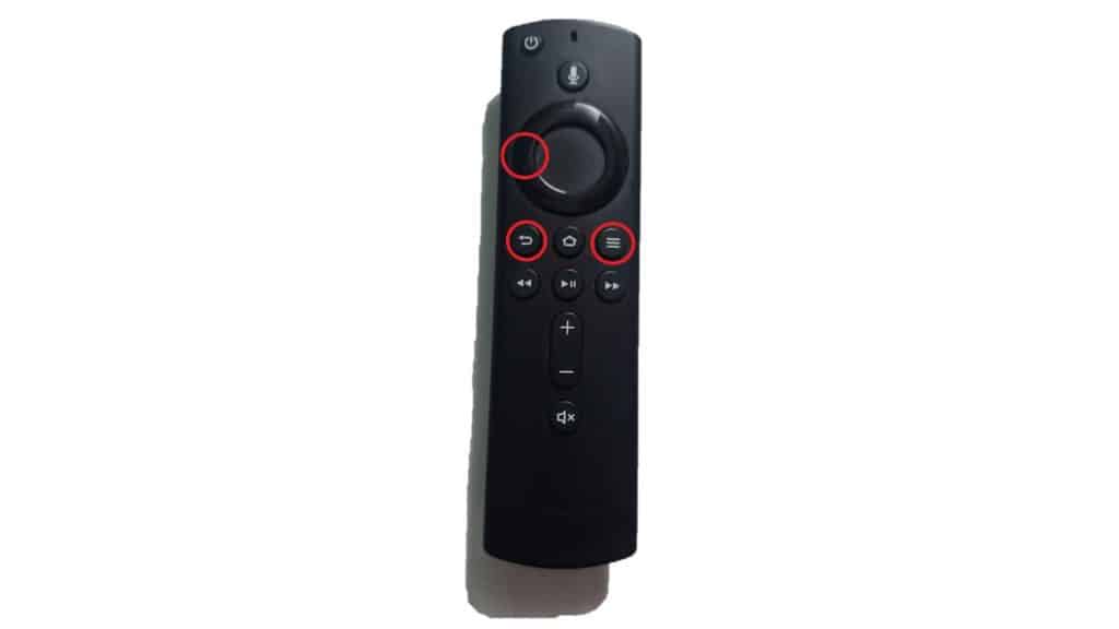 Firestick Remote Left, Back and Menu buttons selected
