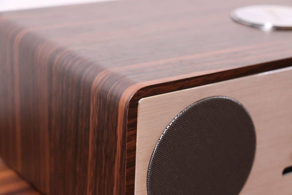 Majority Oakington Review Radio speaker close-up.