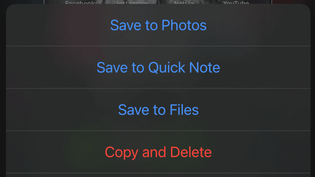 copy and delete screenshots option