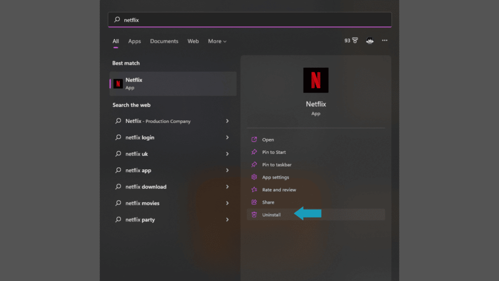 Uninstalling Netflix