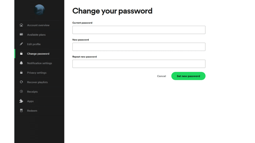 Changing Spotify Password