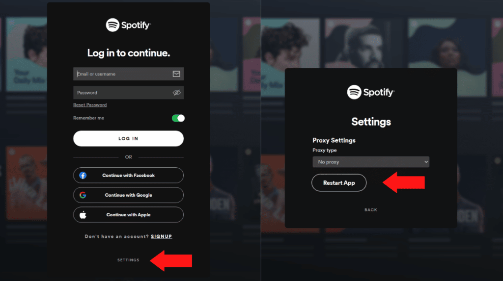 Spotify login with proxy