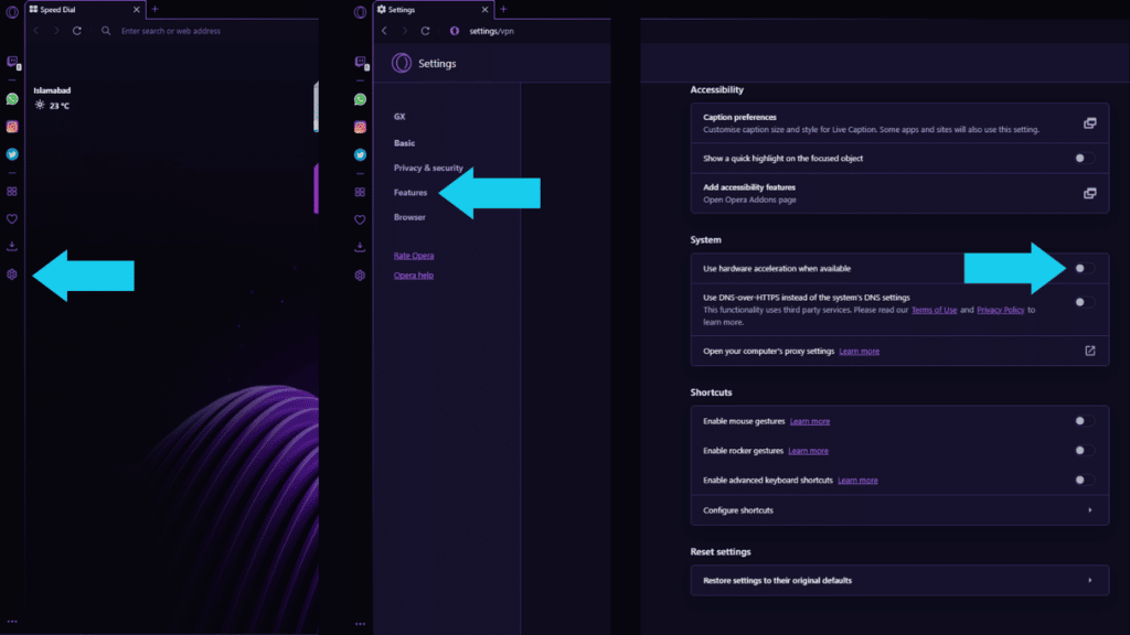 Disabling hardware acceleration on browser