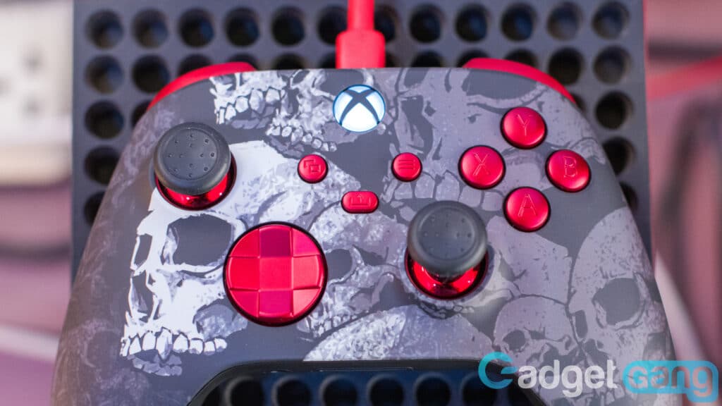 Image shows the Skull design on the custom controller