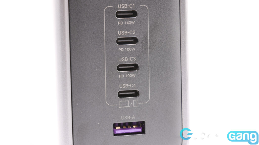 Image shows the All 5 ports on the UGREEN Nexode Charger Review