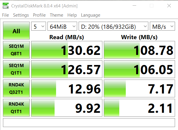 Image shows the HDD test