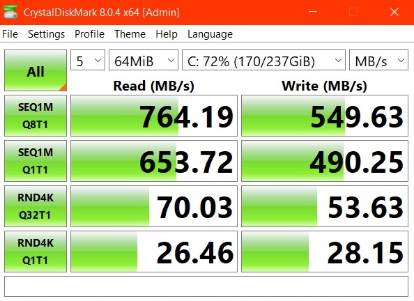 Image shows the ssd test